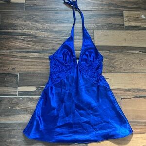 Frederick's of Hollywood Vibrant Blue Satin Lace Dress